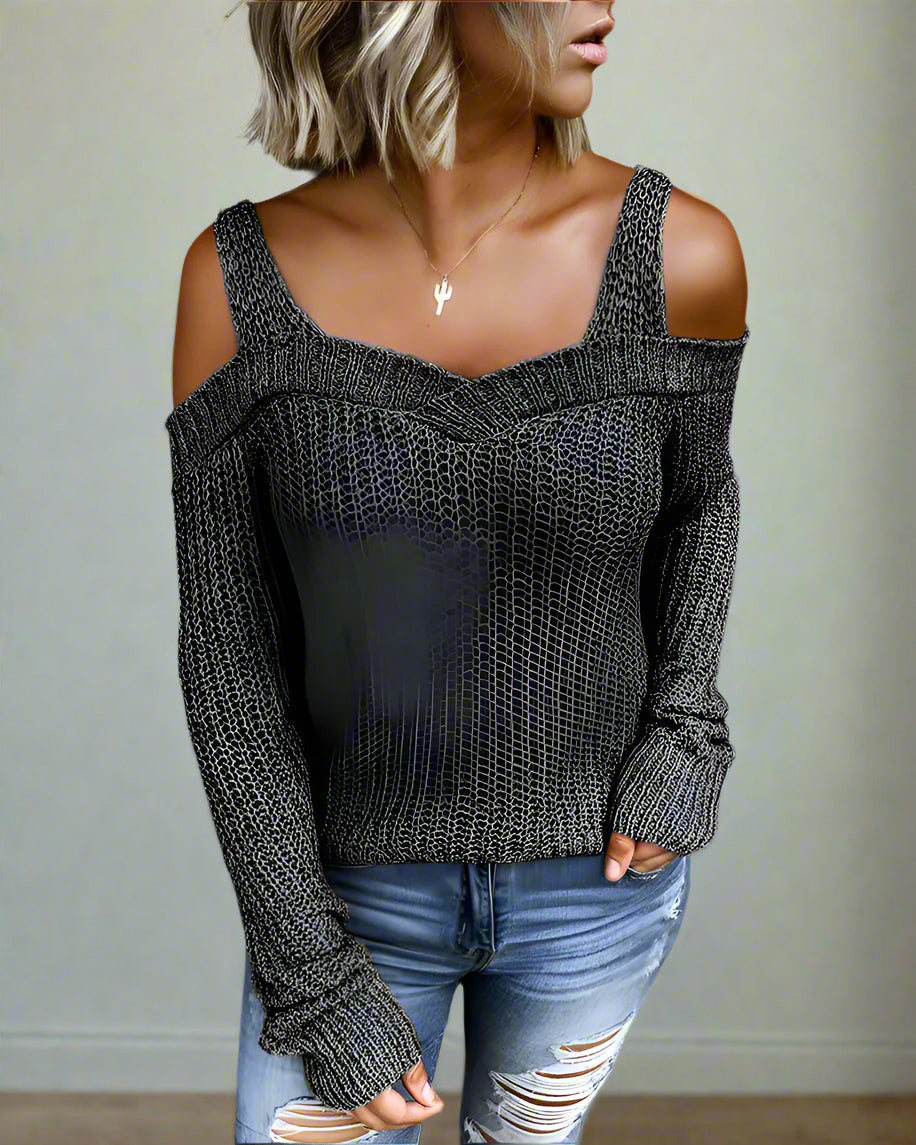 Eleganter Solider Strickpullover mit Langen Ärmeln und Cut-Out-Detail für Damen | Ideal für den Winter