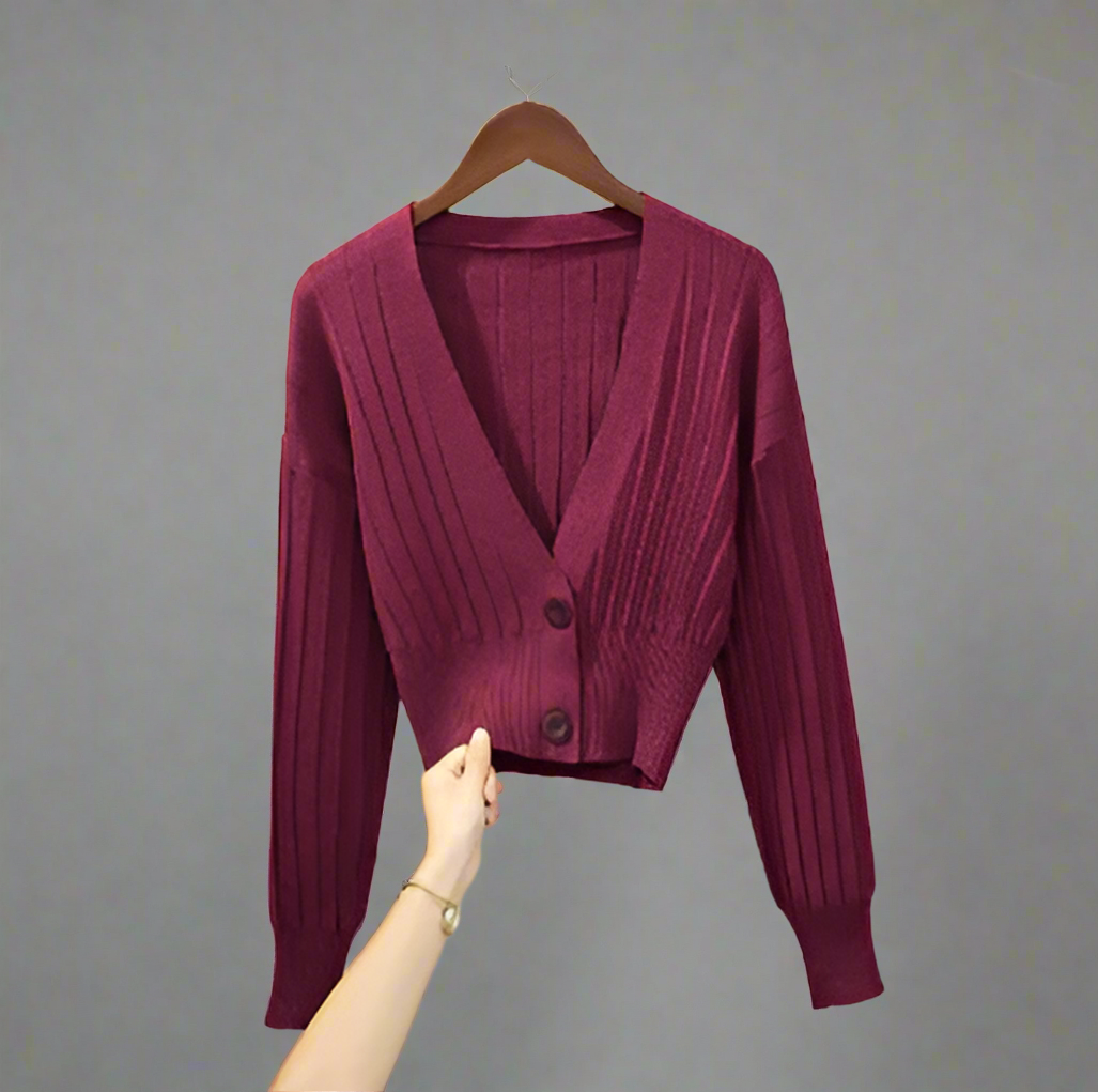 Lässige Woll-V-Ausschnitt Strickjacke Mit Knöpfen Für Damen | Ideal für den Winter