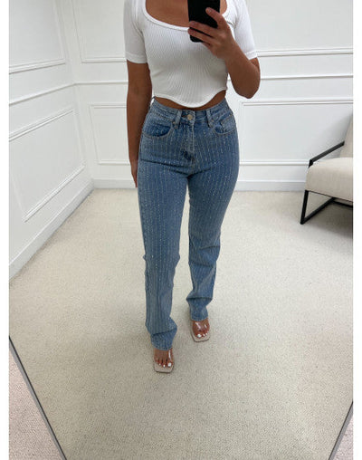 Strass-Jeans | Schimmernde Akzente & Elegante Passform | Modern & Stilvoll