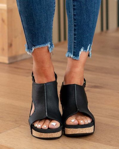 Tuna - Damen Plateau-Keilsandalen aus Kork mit Fesselriemchen | Stilvolle Sandalen mit offenem Zehenbereich und Keilabsatz für Damen