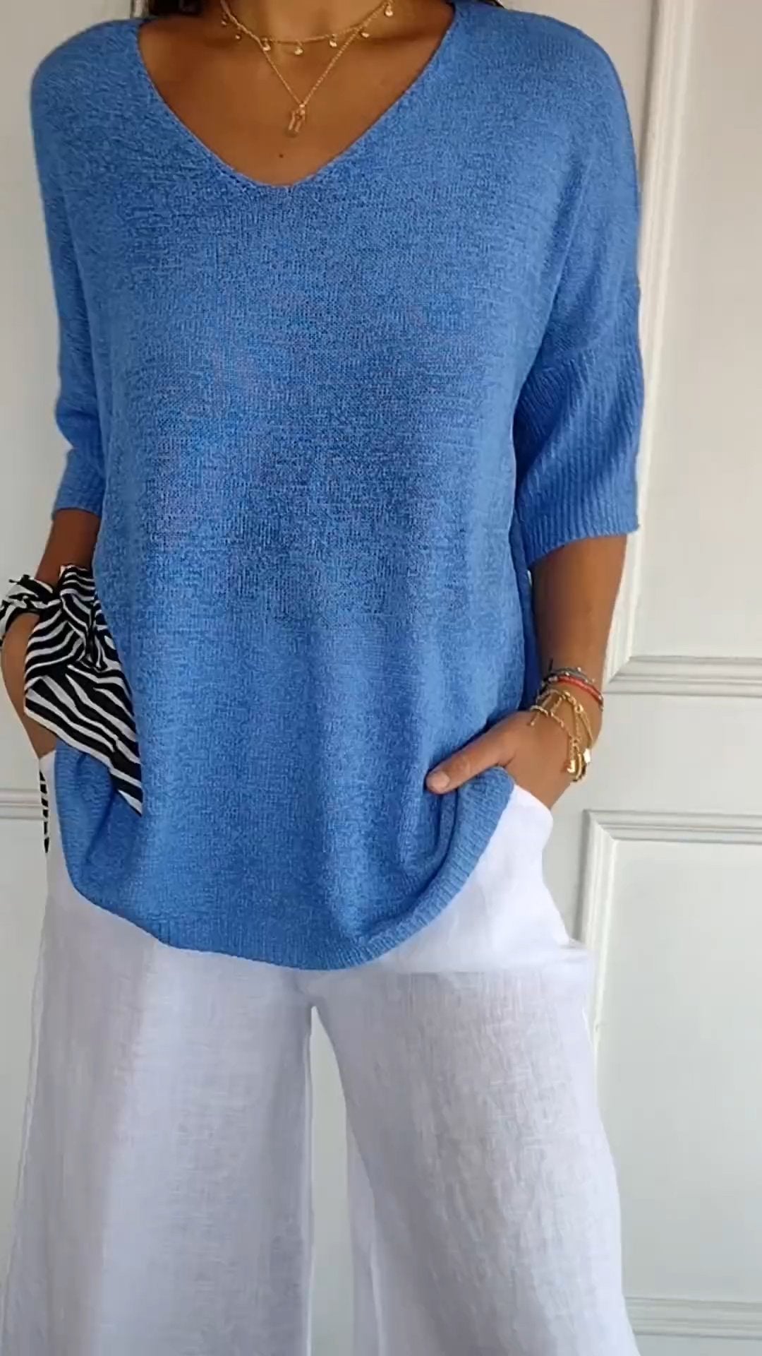 Strickpullover mit V-Ausschnitt für Damen