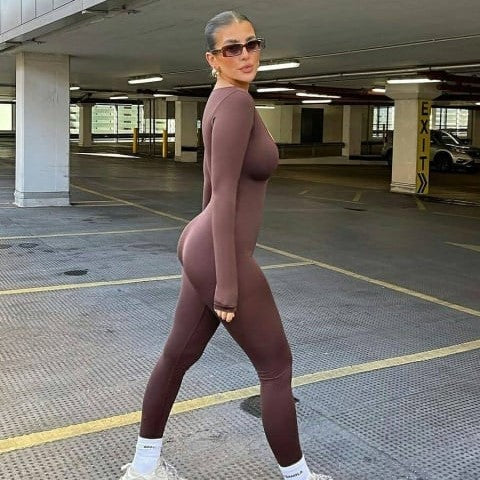 Tiefer Ausschnitt Jumpsuit | Sexy Einteiler | Glatter Figur-Look