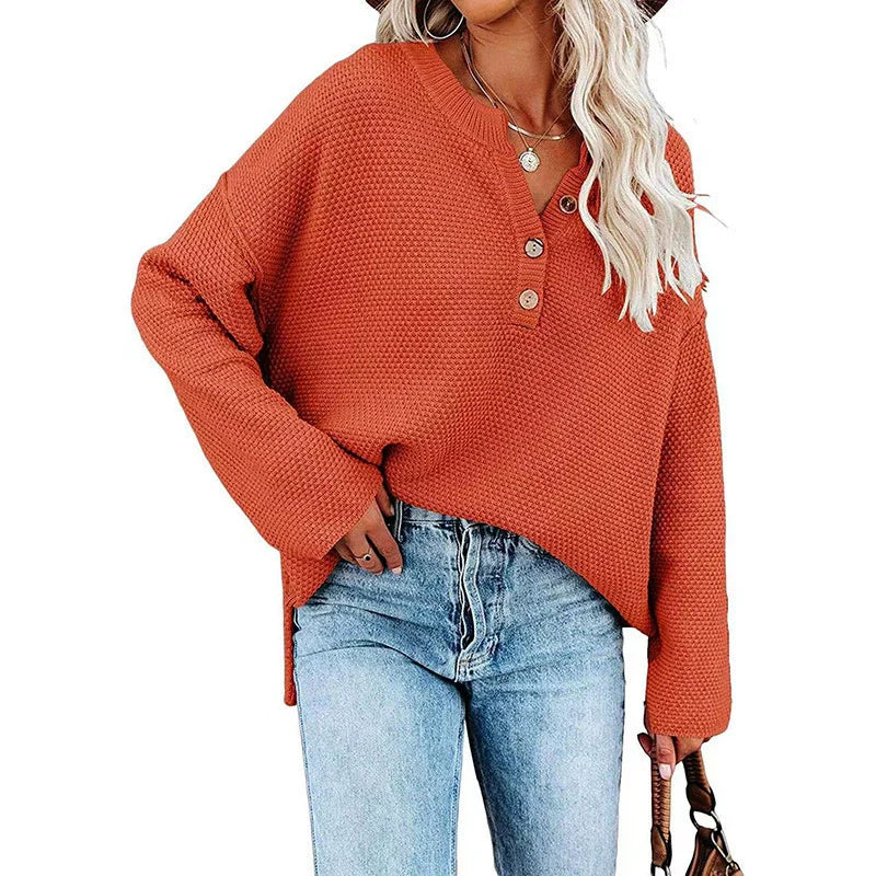 Strukturierter Pullover mit Knopfleiste | Lässige Passform | Bequemer Stil