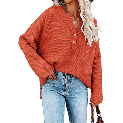 Strukturierter Pullover mit Knopfleiste | Lässige Passform | Bequemer Stil