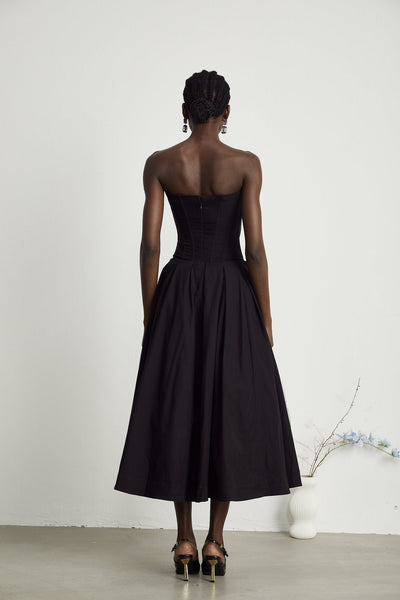 Vanessa - Elegantes schulterfreies Korsett-Midikleid