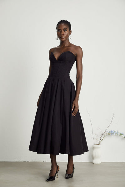 Vanessa - Elegantes schulterfreies Korsett-Midikleid