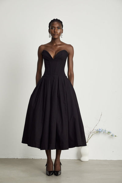 Vanessa - Elegantes schulterfreies Korsett-Midikleid
