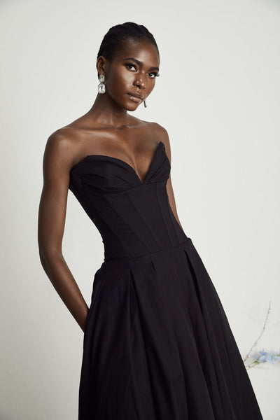 Vanessa - Elegantes schulterfreies Korsett-Midikleid