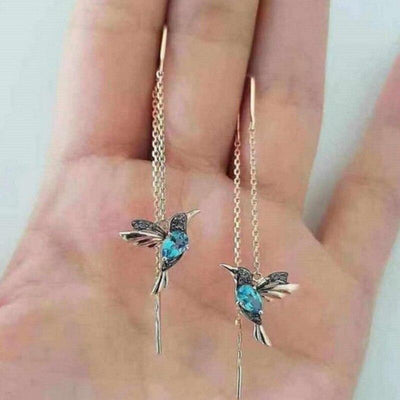 Ohrringe mit Kolibri-Emaille und Zirkonia