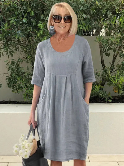Amelie – Stilvolles Tunika-Midikleid mit Taschen für mühelosen Chic