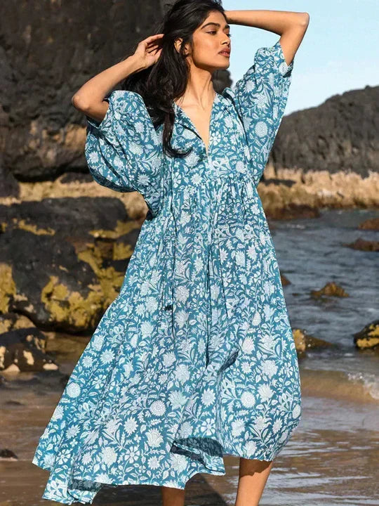 Damenkleid – Viskose – Boho-Blumenmuster – Sommerstil