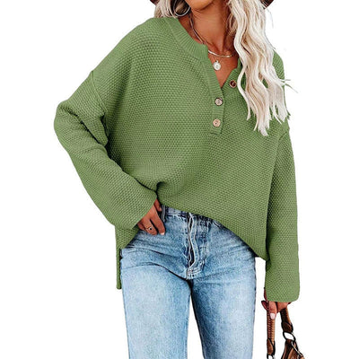 Strukturierter Pullover mit Knopfleiste | Lässige Passform | Bequemer Stil