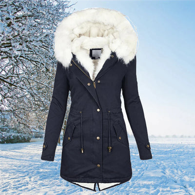Warme Damen Winterjacke mit Kunstfellkapuze – Modische Parka-Jacke für kalte Tage, ideal für Winterausflüge
