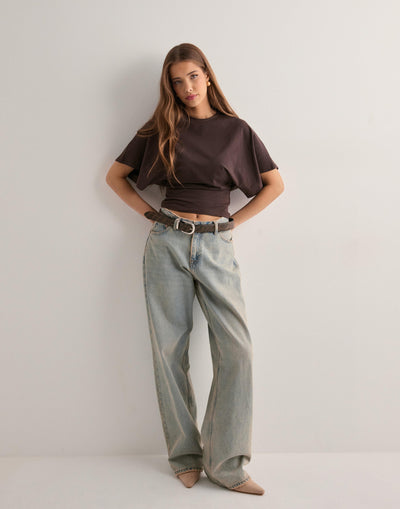 Kurzarm-Crop-Top | Weite Ärmel & Taillenbetonung | Trendbewusst & Lässig