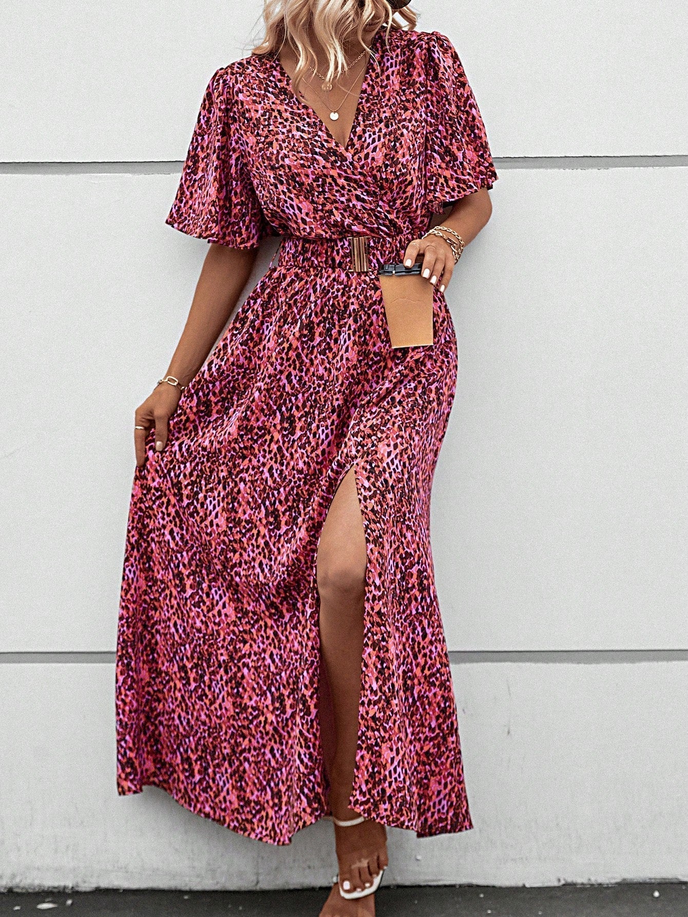 Attina Maxikleid mit Schmetterlingsärmeln