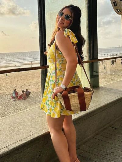 Chinny - Frisches Zitronen Print Kleid für den Sommer