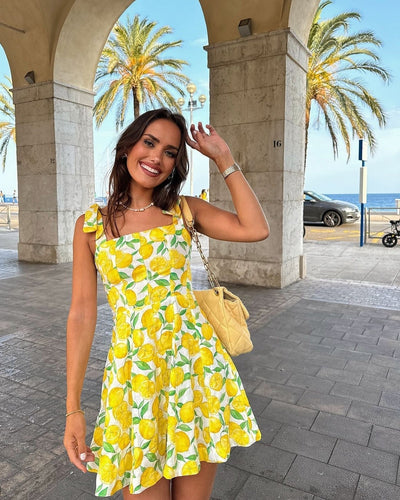 Chinny - Frisches Zitronen Print Kleid für den Sommer