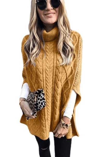 Colette - Rollkragen-Poncho - Zopfmuster