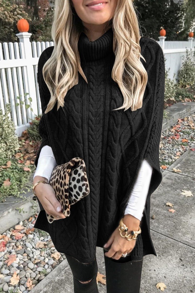 Colette - Rollkragen-Poncho - Zopfmuster