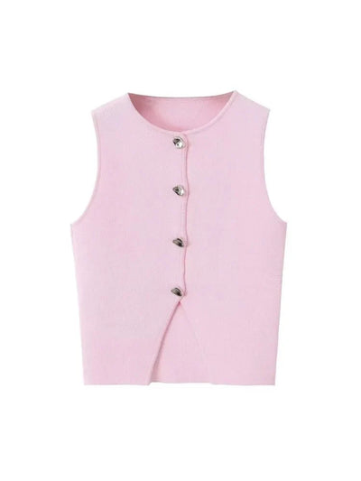 Deasia - Gestricktes Crop Top - Frontschlitz