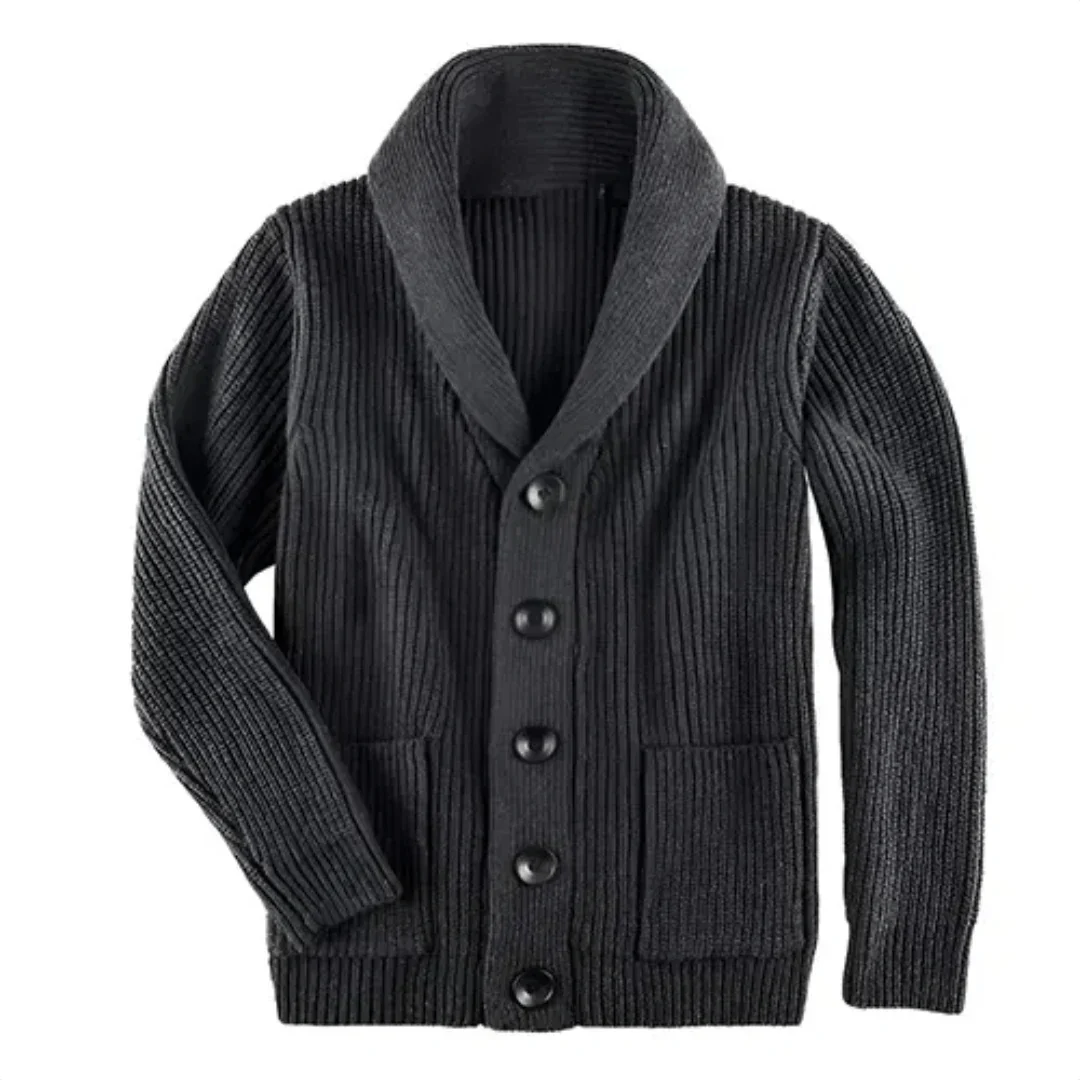 Japheth - Strickjacke mit Kragen - Geripptes Muster