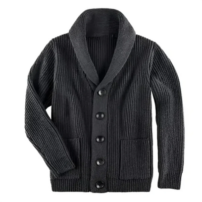 Japheth - Strickjacke mit Kragen - Geripptes Muster