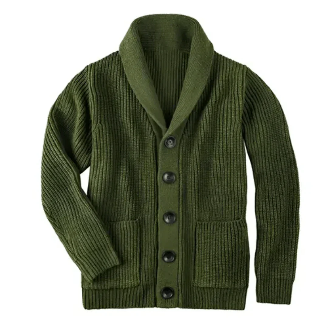 Japheth - Strickjacke mit Kragen - Geripptes Muster
