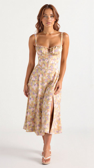 Tailliertes Bustierkleid | Schlitz-Detail | Feminine Silhouette