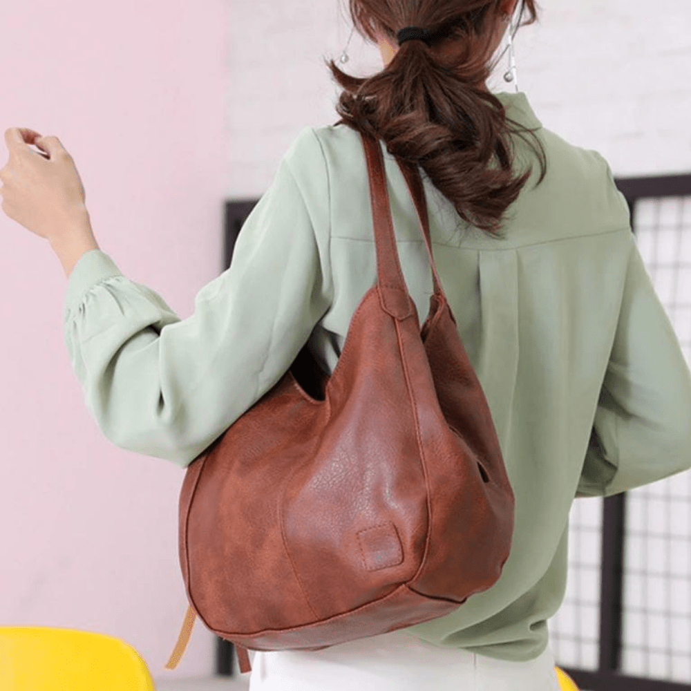 Naoko - Leder-Schultertasche - Geräumiges Inneres