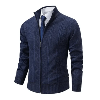 Wilford - Rollkragen-Strickjacke - Zick-Zack-Muster