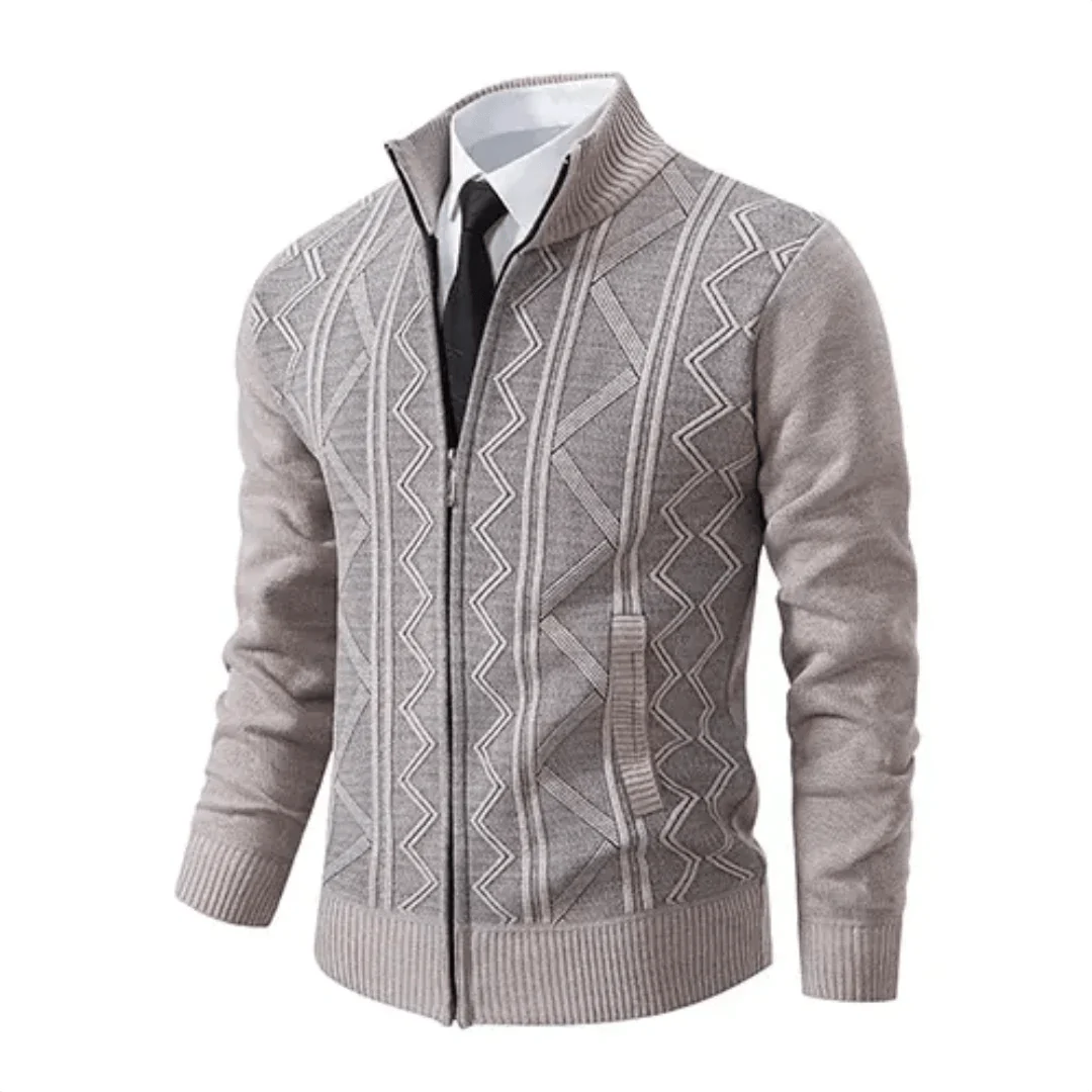Wilford - Rollkragen-Strickjacke - Zick-Zack-Muster