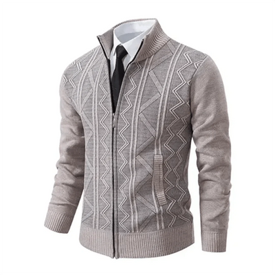 Wilford - Rollkragen-Strickjacke - Zick-Zack-Muster