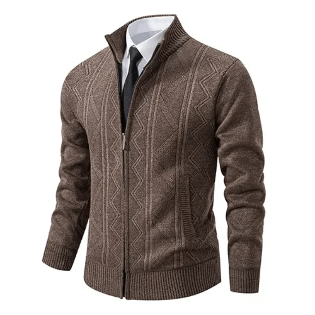 Wilford - Rollkragen-Strickjacke - Zick-Zack-Muster