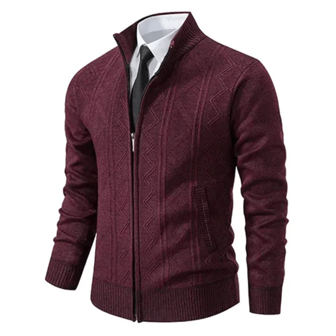 Wilford - Rollkragen-Strickjacke - Zick-Zack-Muster
