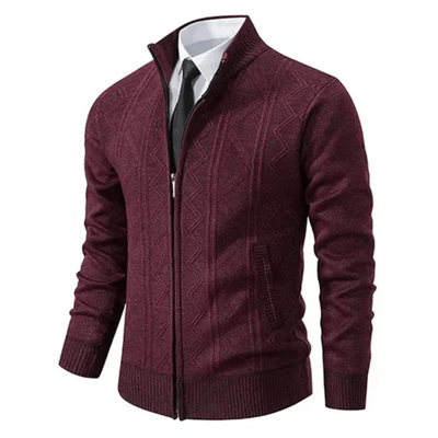 Wilford - Rollkragen-Strickjacke - Zick-Zack-Muster
