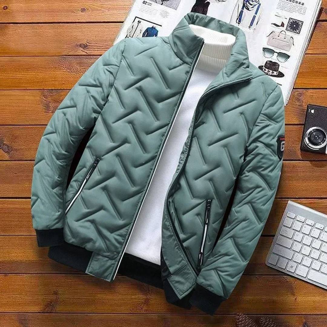 Gesteppte Pufferjacke mit hohem Kragen für Männer