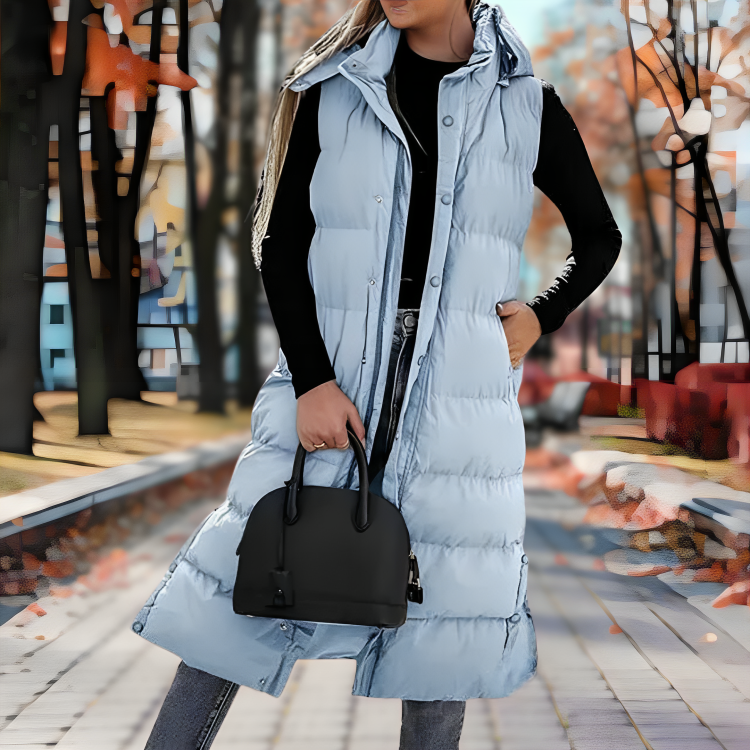 Stilvolle Ärmellose Lange Daunenparka Für Damen | Perfekt für den Winter