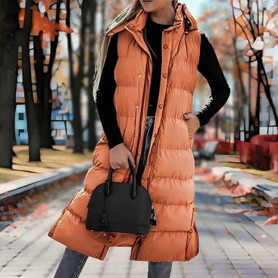Stilvolle Ärmellose Lange Daunenparka Für Damen | Perfekt für den Winter