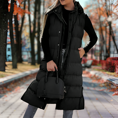 Stilvolle Ärmellose Lange Daunenparka Für Damen | Perfekt für den Winter