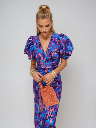Arielle™ | Damen Midi-Kleid in Farben mit Faltenärmel