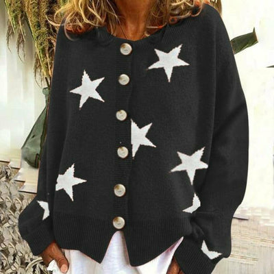 Strickcardigan mit Sternenmuster | Rundhalsausschnitt | Lässiger Komfort