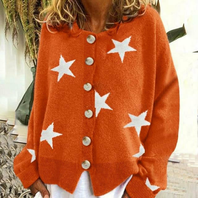 Strickcardigan mit Sternenmuster | Rundhalsausschnitt | Lässiger Komfort
