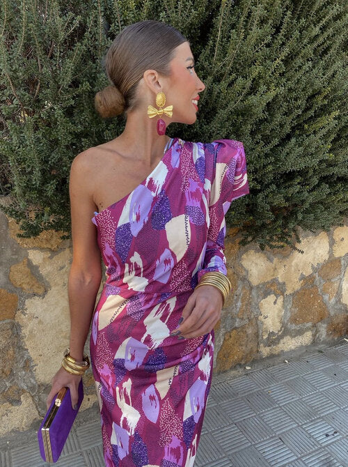 Yllana™ | Damen-Midikleid mit Schulterfreiem Design Lila