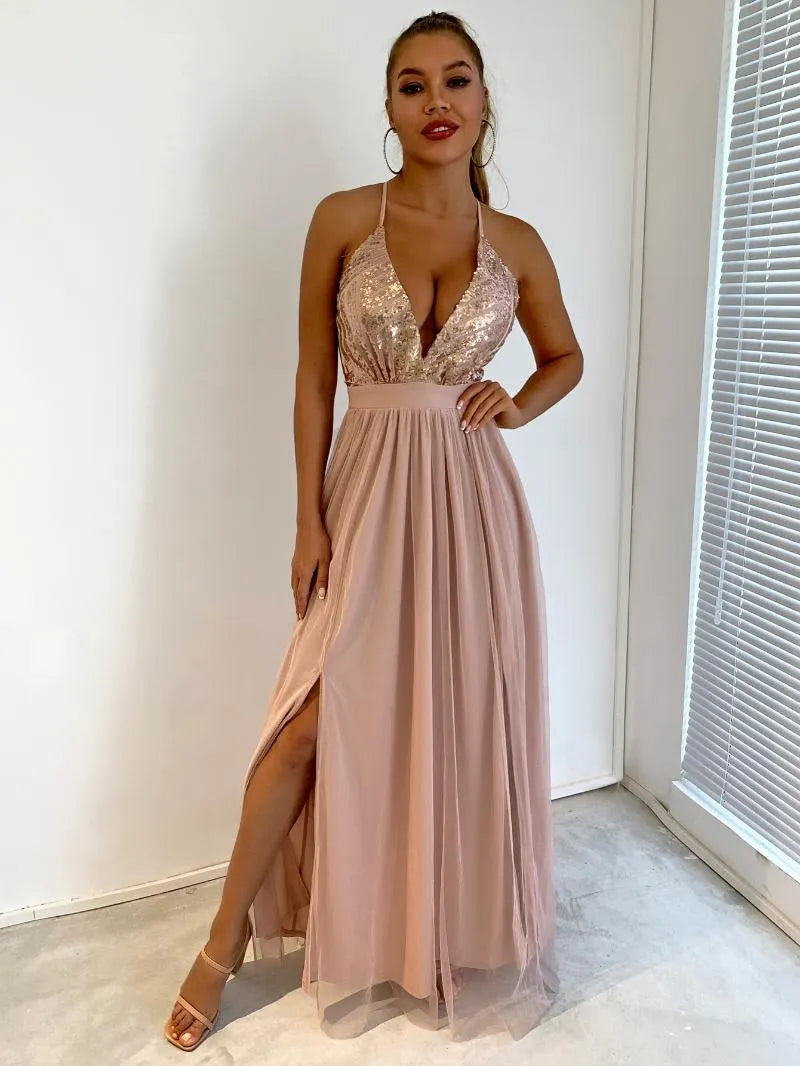 Velouxa™ – Damen Abendkleid mit Luxuriösem Mesh