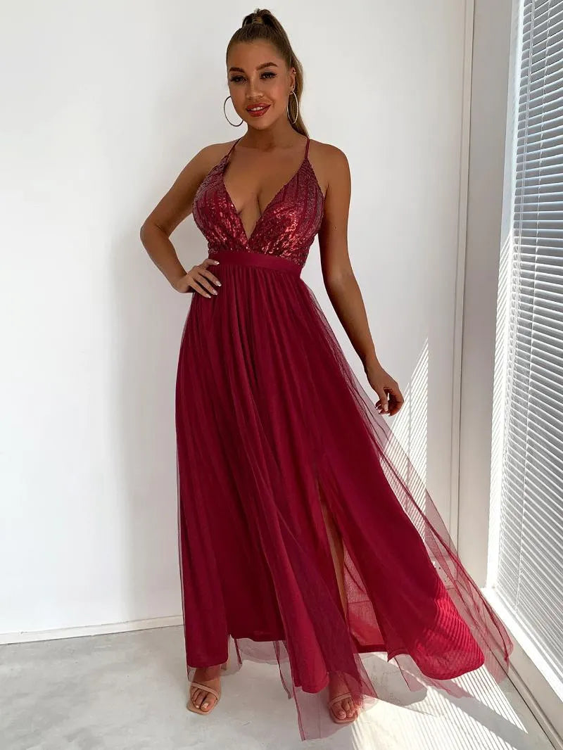 Velouxa™ – Damen Abendkleid mit Luxuriösem Mesh
