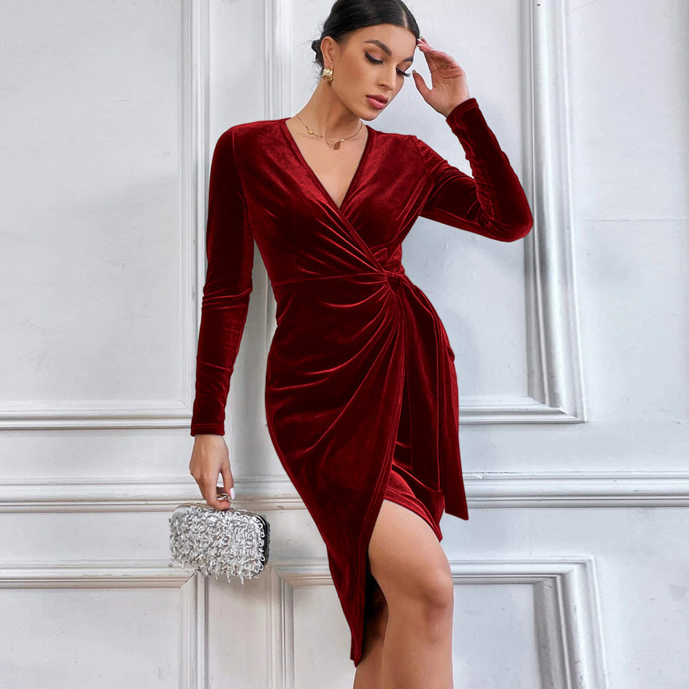 Velloria™ – Damen Midi Kleid Festlich mit V-Ausschnitt & A-Linien-Schnitt