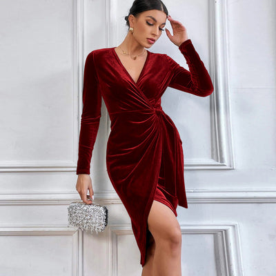 Velloria™ – Damen Midi Kleid Festlich mit V-Ausschnitt & A-Linien-Schnitt