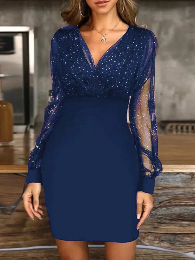 ViveBelleza™ – Damen Abendkleid mit V-Ausschnitt & Eleganter Silhouette