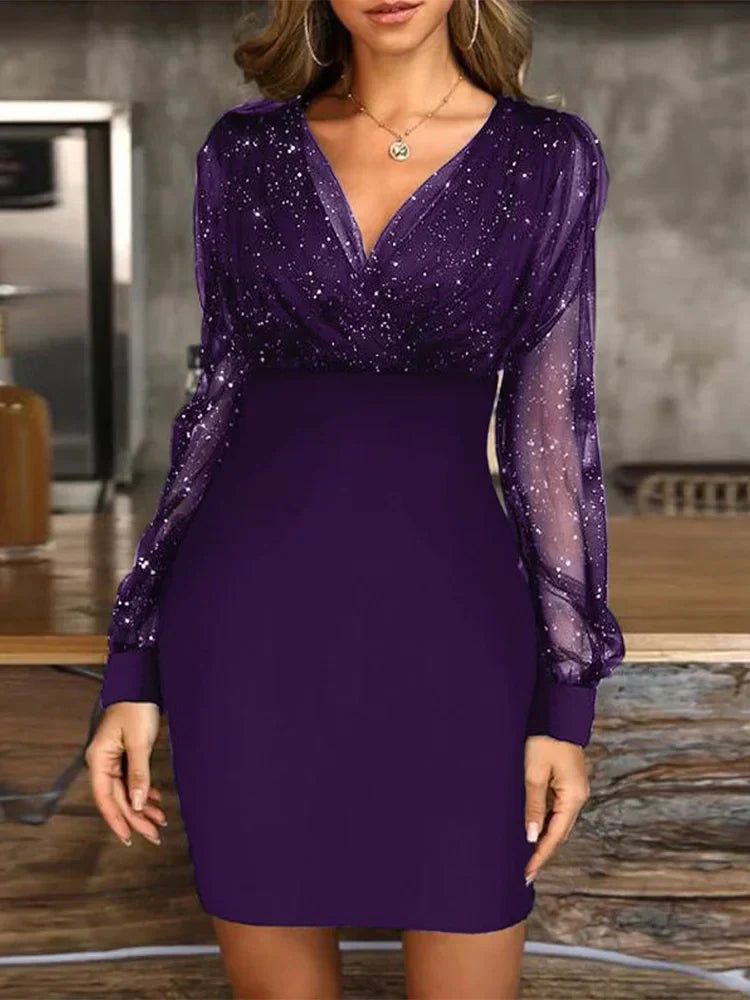 ViveBelleza™ – Damen Abendkleid mit V-Ausschnitt & Eleganter Silhouette