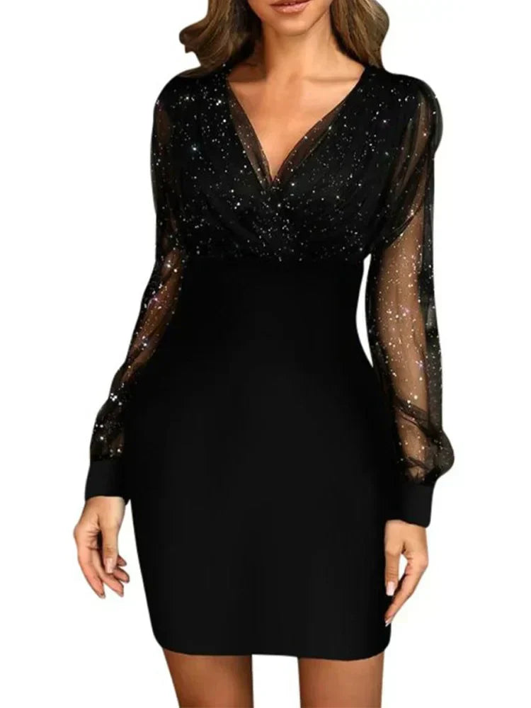 ViveBelleza™ – Damen Abendkleid mit V-Ausschnitt & Eleganter Silhouette